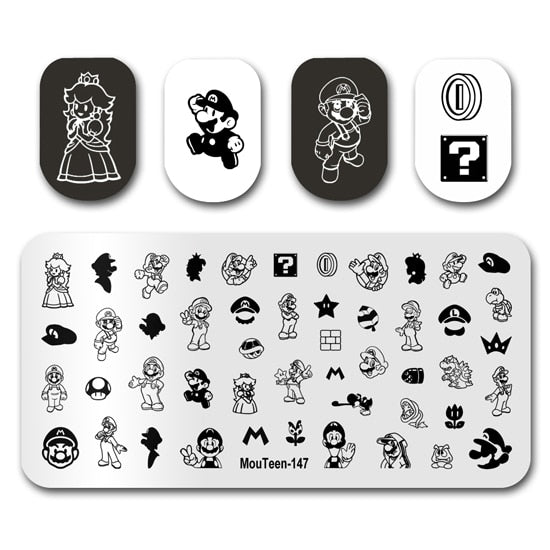 Nail Stamping MouTeen148 Cartoon Big Size Head Disney Nail Plates Stamp King Manicure Set For Nail Art Stamping