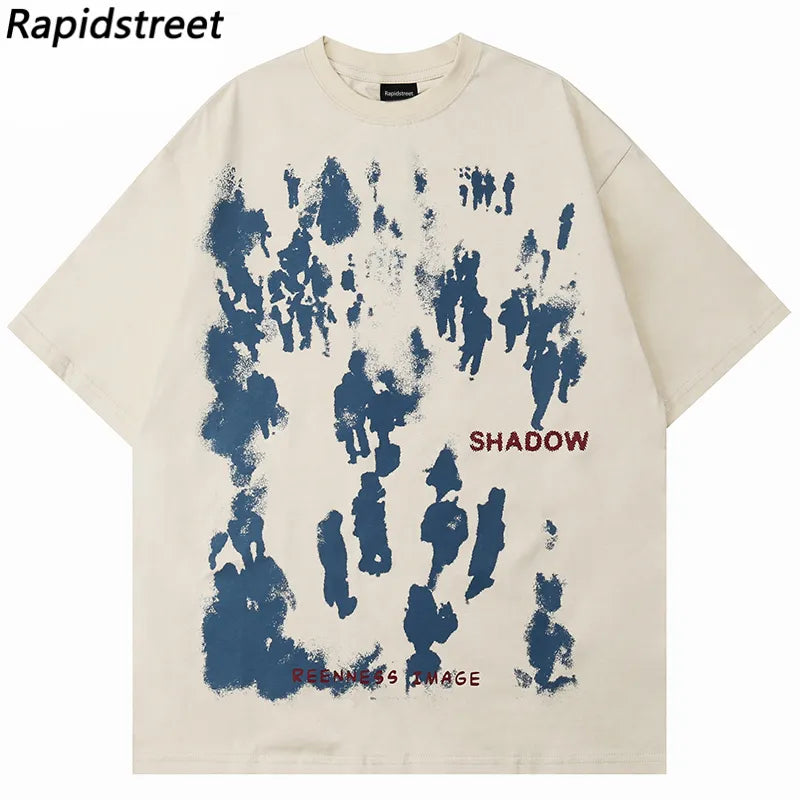 T-Shirts Hip Hop Shadow Graphic Gothic Rock Short Sleeve Tshirt Streetwear Men Harajuku Casual Cotton Loose Tee Shirt Tops 2023