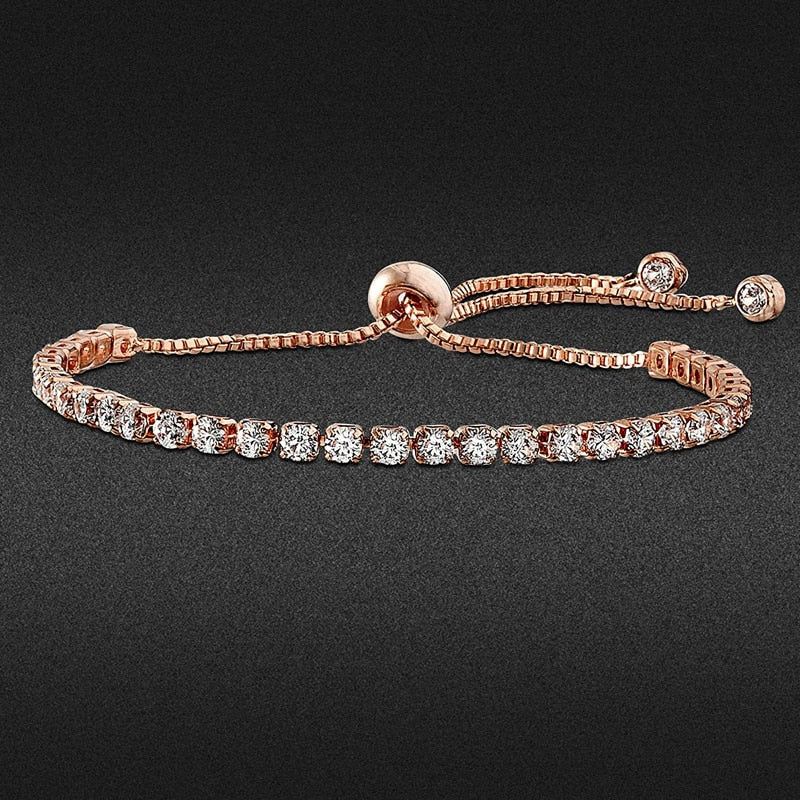 Fashion Charm CZ Tennis Bracelet for Women Crystal Zircon Jewelry Adjustable Gold Silver Color Box Chain Bracelets Gift