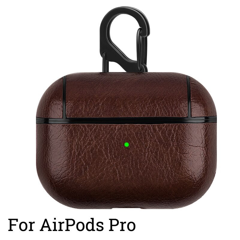 Luxury PU Leather Case for Airpods Pro Protective Cover with Anti-lost Buckle for Air Pods 2 1 3 Headphone Earpods Fundas