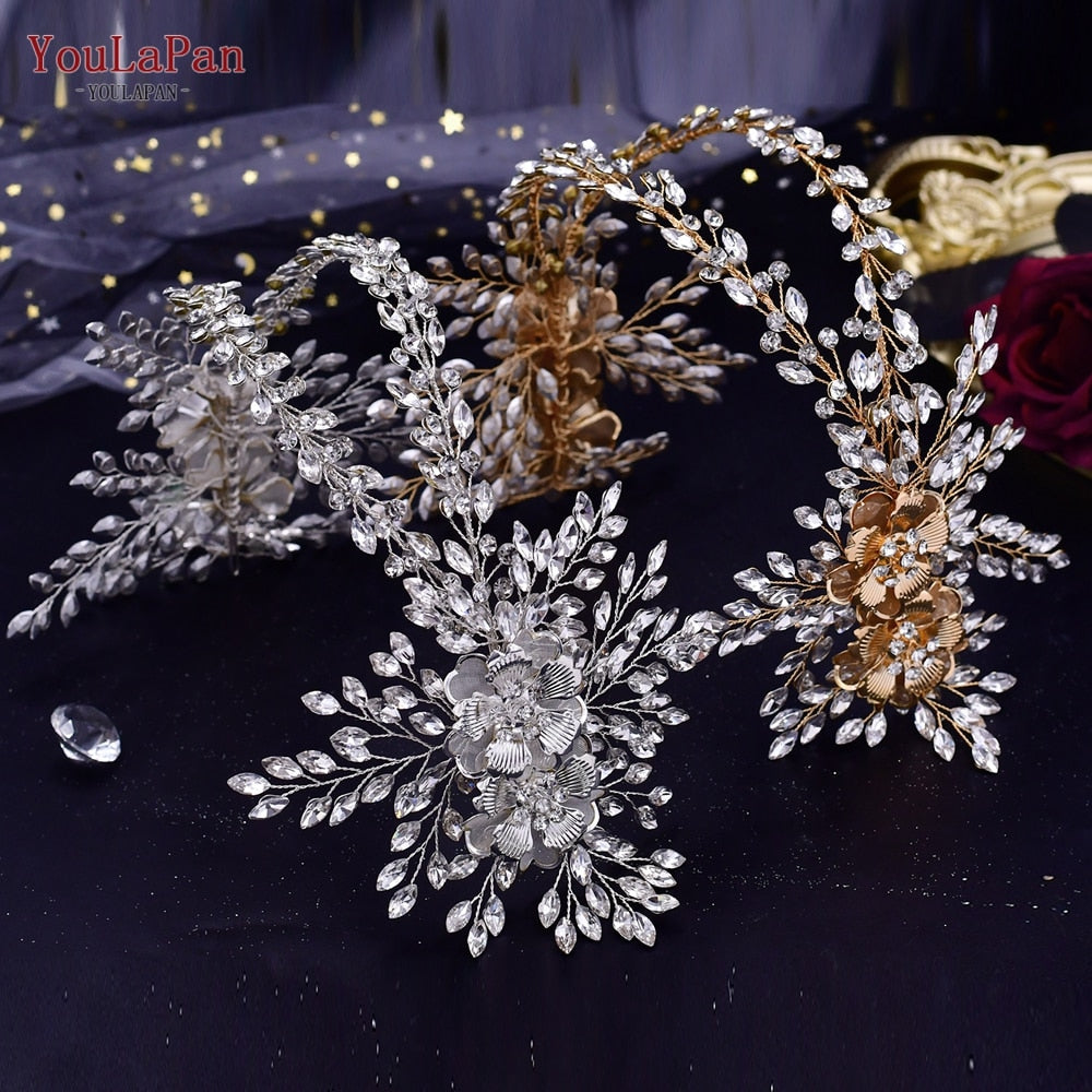 YouLaPan HP240 Luxury Bridal Crown Wedding Hair Accessories Bridal Tiara and Headdress Rhinestone Headband for Women Headpiece