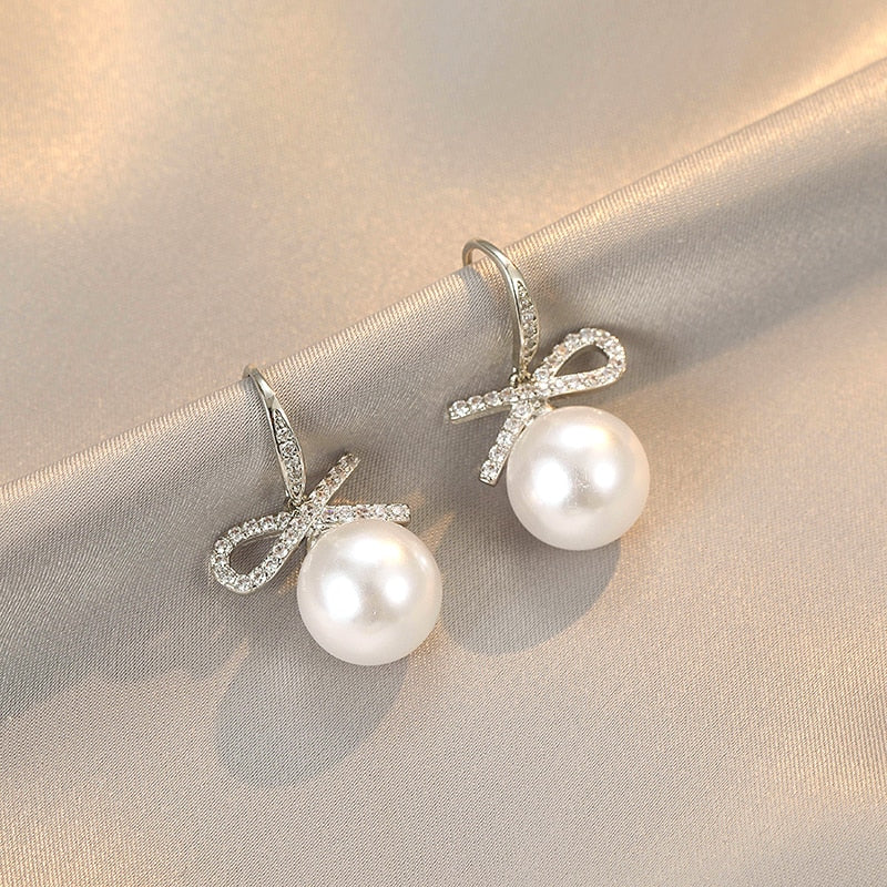 Noble lady elegant pearl earrings female personality fashion earrings party evening dress sexy crystal earrings earrings