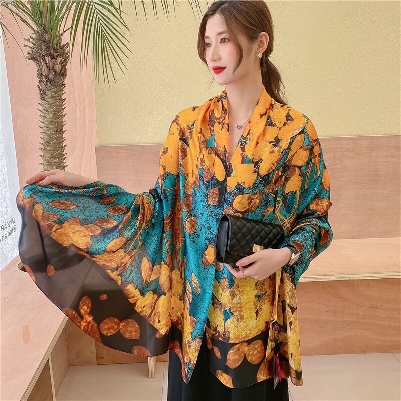 2022 New Design Brand Silk Scarves Summer Women Shawls And Wraps Print Hijabs Scarfs Foulard Femme Pashmina Beach Stoles Luxury