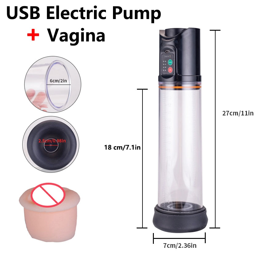 Electric Penis Vacuum Pump Rechargeable Automatic Male Enlargement Erection Extend Men Manual Penis Enlarge Air Pressure Device