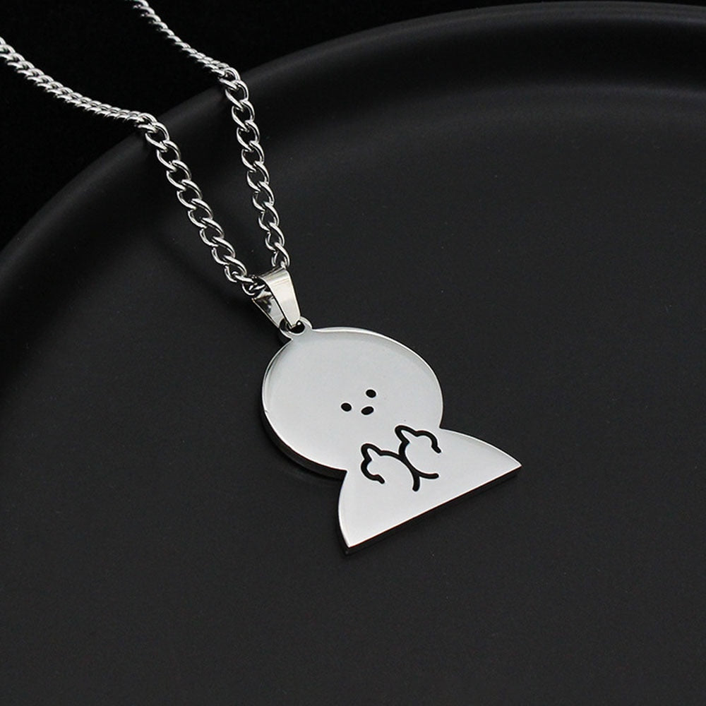 2023 Hip Hop Titanium Steel Pendant Necklace For Women Men Cute Kpop Korean Fashion Doodle Necklace Couple Jewelry Party Gift