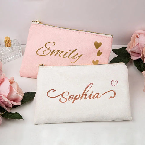 Makeup Bag Customizable Canvas Small Makeup Bag Bags of Makeup Bridal Shower Bachelorette Hen Party Bride to be Bridesmaid Gift