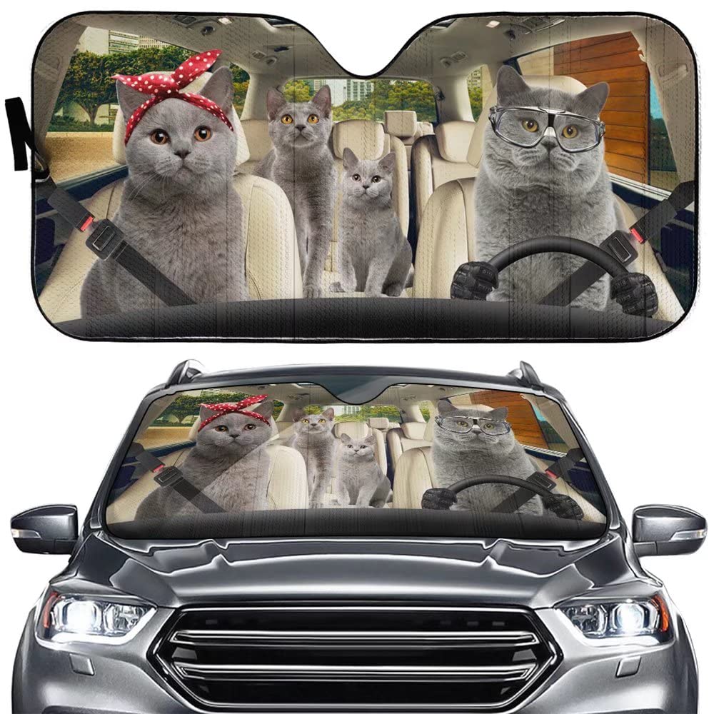 Black Cat Car Sunshade, Black Cat Gift, Black Cat Car Decoration, Cat Seat Cover, Gift for Father, Automatic Sun Shade