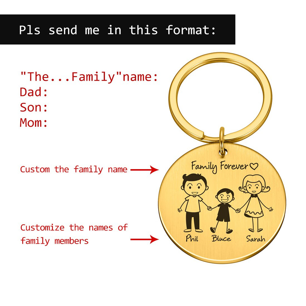 Personalized Family Keychain Engraved Family Gifts for Parents Children Present Keyring Bag Charm Families Member Gift Key Chain