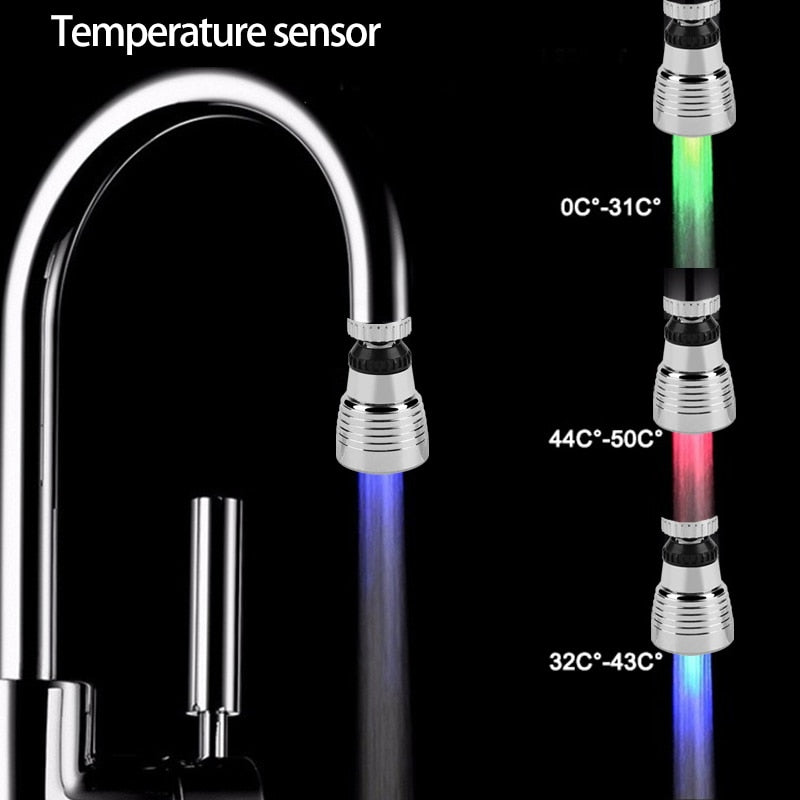 ZhangJi LED Luminous Faucet Tap Nozzle RGB Color Light Blinking Temperature Aerator Water Saving Kitchen Bathroom Accessories