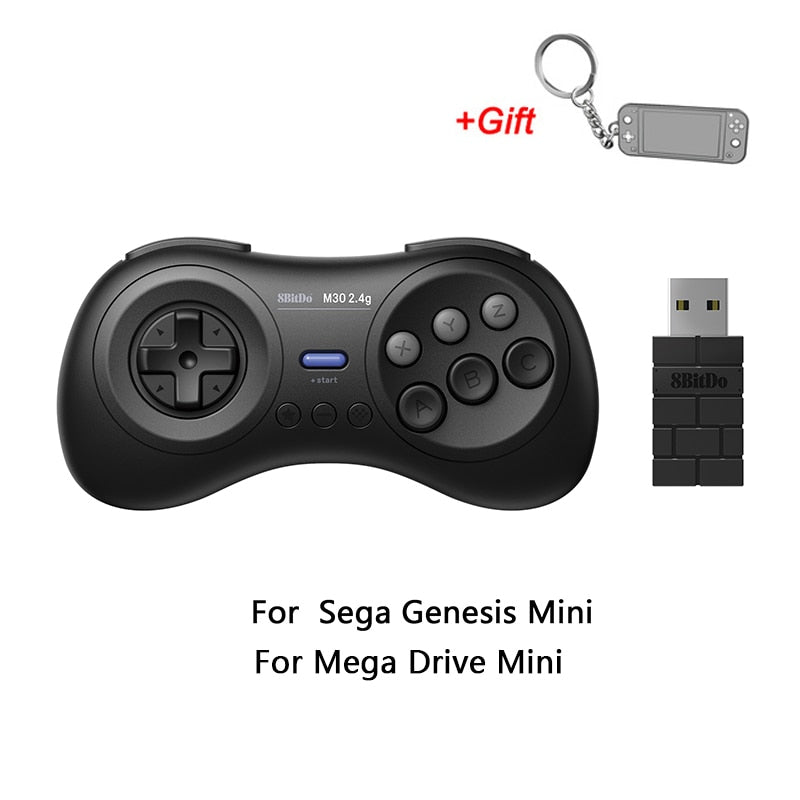 8BitDo M30 2.4G Wireless Black and White Gamepad for Gega Genesis Mini and Mega Drive Mini -  Wireless Game Controller