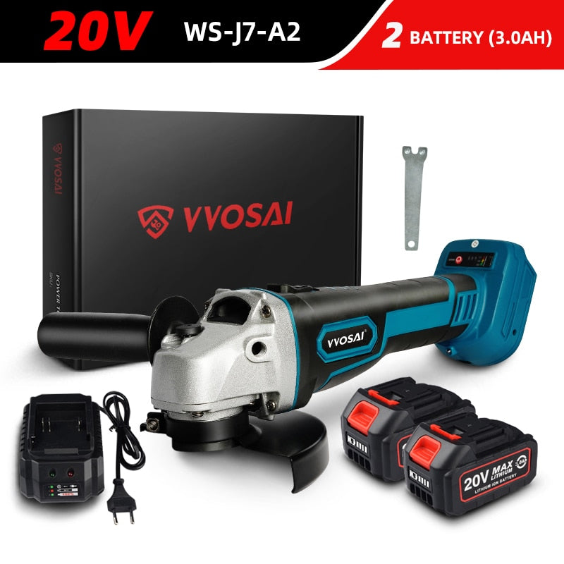 VVOSAI M14 Cordless Angle Grinder 20V Lithium-Ion Grinding Machine Cutting Electric Angle Grinder Grinding Brushless Power Tool