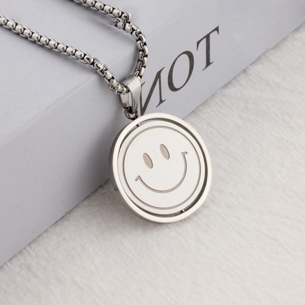 2023 Hip Hop Titanium Steel Pendant Necklace For Women Men Cute Kpop Korean Fashion Doodle Necklace Couple Jewelry Party Gift