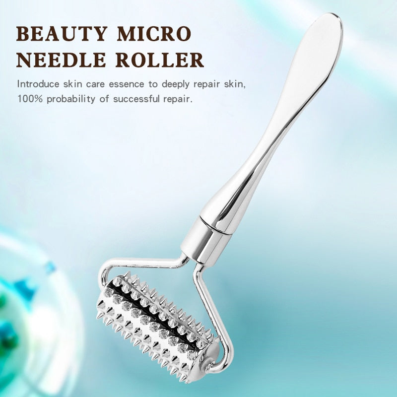 Stainless steel pointed roller spatula massage ball stone face roller massager to improve neck facial beauty skin care tool