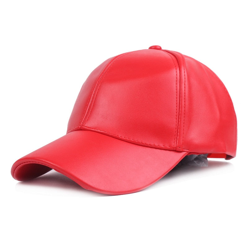 Women Men Hat PU Leather Baseball Cap Visor Light Board Solid Men Hip Hop Cap Outdoor Sun Hat Adjustable Sports caps