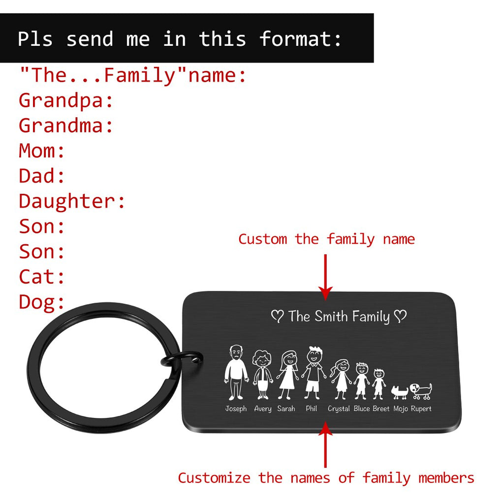 Personalized Family Keychain Engraved Family Gifts for Parents Children Present Keyring Bag Charm Families Member Gift Key Chain