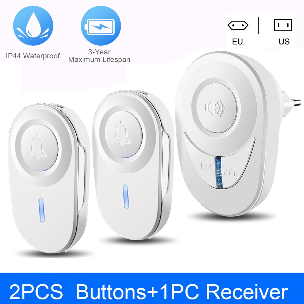 Sectyme Intellige Wireless Doorbell Outdoor Waterproof Smart Home Door Bell EU Plug 48 Chords LED Flash Home Security Alarm