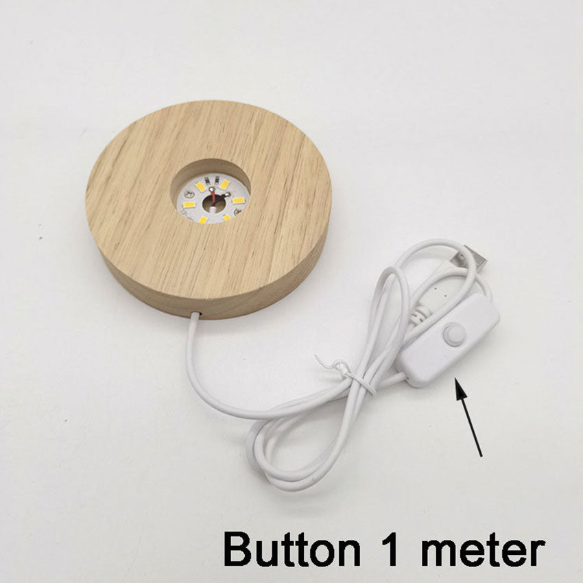 Wood Light Base Rechargeable Remote Control Wooden LED Light Rotating Display Stand Lamp Holder Lamp Base Art Ornament New