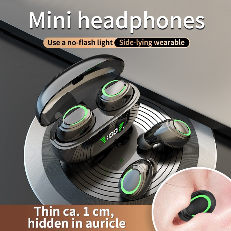 Mini Invisible Wireless Earbuds Bluetooth 5.3 TWS Earphone HIFI Music Smart Touch Headset Waterproof Sports Earphone with Mic