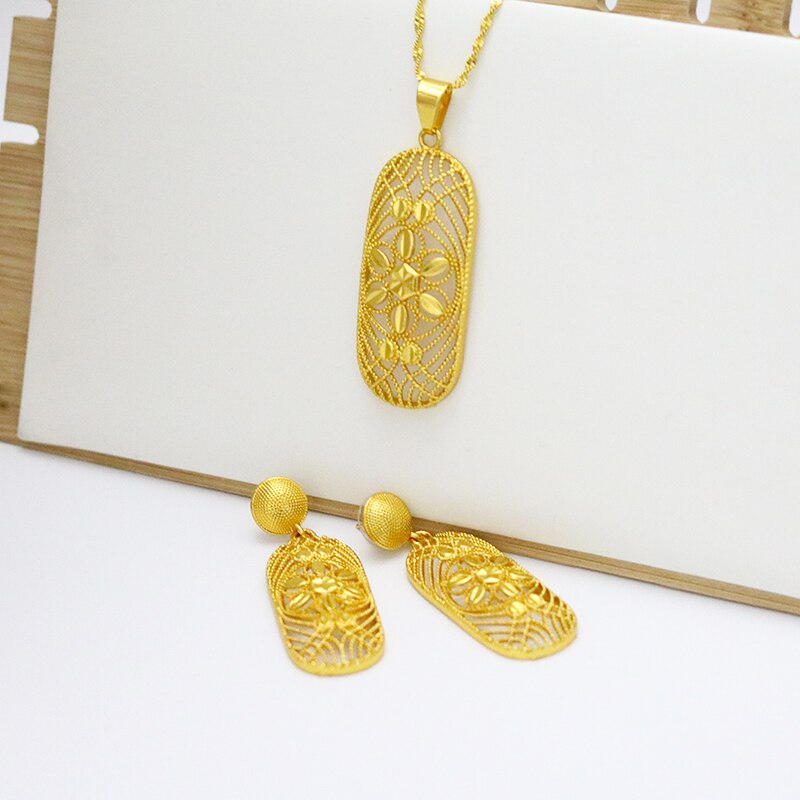 Dubai Ladies Jewelry Set, African Nigerian Girl Bridal Wedding Gifts, Ethiopian Jewelry Set Earrings and Necklaces