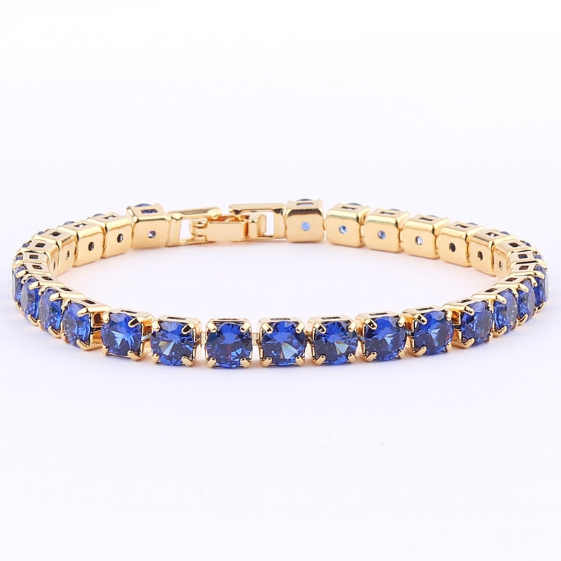 2022 New Rainbow Crystal Tennis Bracelets For Women Bracelet Set 18K Gold Silver Colorful Zirconia Femme Bridal Wedding Jewelry