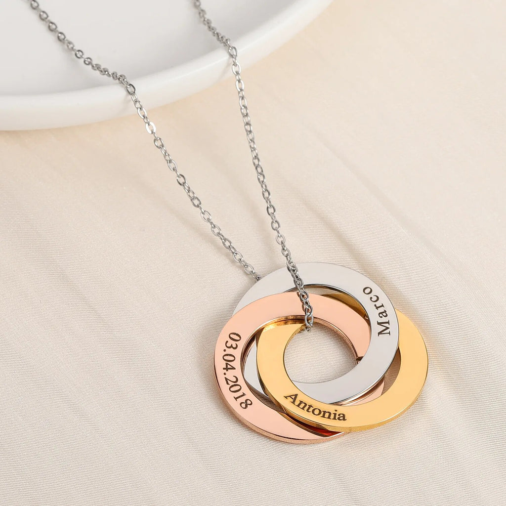 Necklace For Women Family Necklace Personalized Gift Linked Circle Necklaces Custom Children Name Eternity Necklace Mother Gift