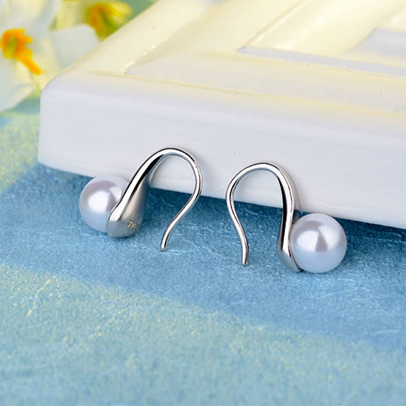 Exquisite Simple Big Clear Pearl Earrings Simple Round White Pearl Earrings Jewelry Classic Earrings For Women Elegant Gifts