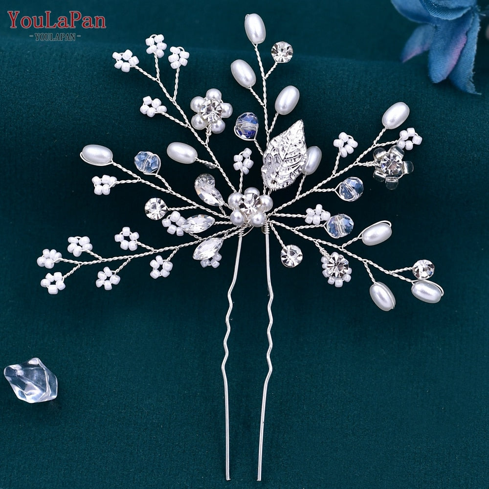 YouLaPan HP133 Rhinestone Crystal Bridal Hair Accessories Women Hair Comb Bride Hair Clips Flower Hair Pins Party Headpiece