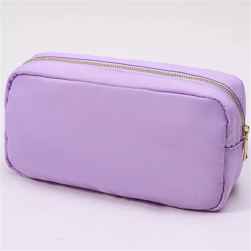 S/M/L 3 size Solid color Toiletry Pouch Nylon Travel Storage Bag Diy Embroidery Patch Personalize Makeup Bag