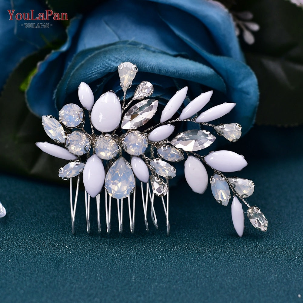 YouLaPan HP133 Rhinestone Crystal Bridal Hair Accessories Women Hair Comb Bride Hair Clips Flower Hair Pins Party Headpiece