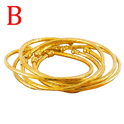 3MM/6pcs Dubai Bangle For Women Indian Bangles Africa Ball Jewelry Gold color Beads Bangle&Bracelet Ethiopian Wedding Bride Gift