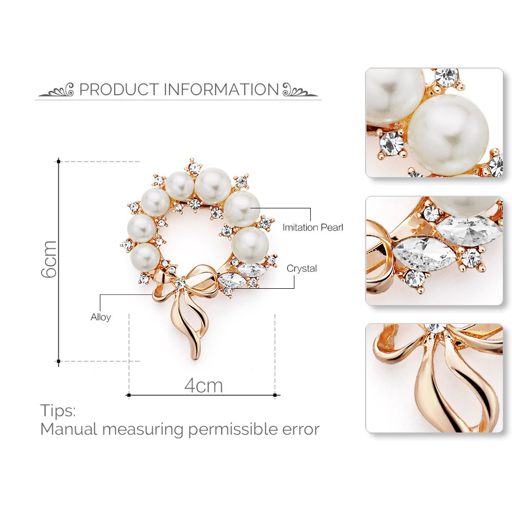 Wedding Bridal Exquisite Dual Purpose Imitation Pearl Brooches Pin Flower Rhinestone Scarf Clip Crystal Gift For Women Z026