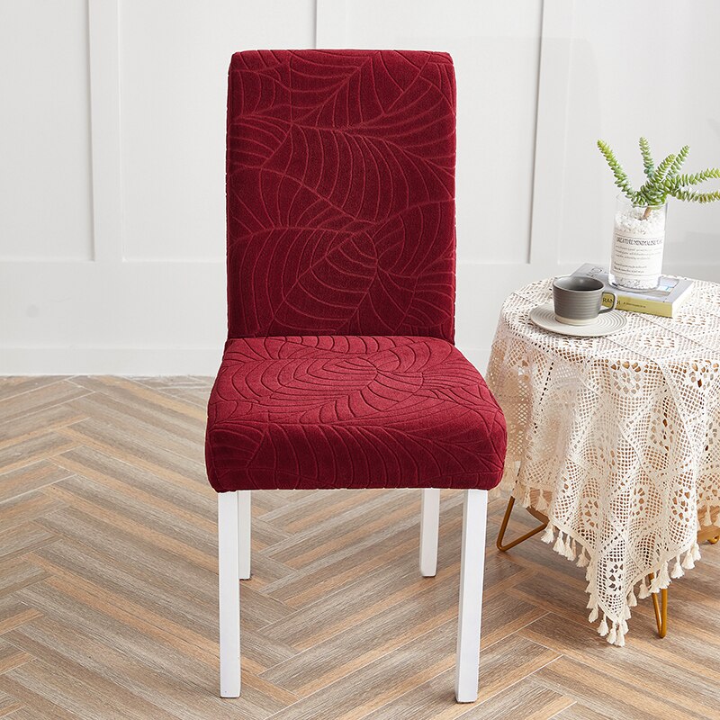 Chair Cover Jacquard For Dinning Room Leaf Pattern Chair Slipcover housse de chaise