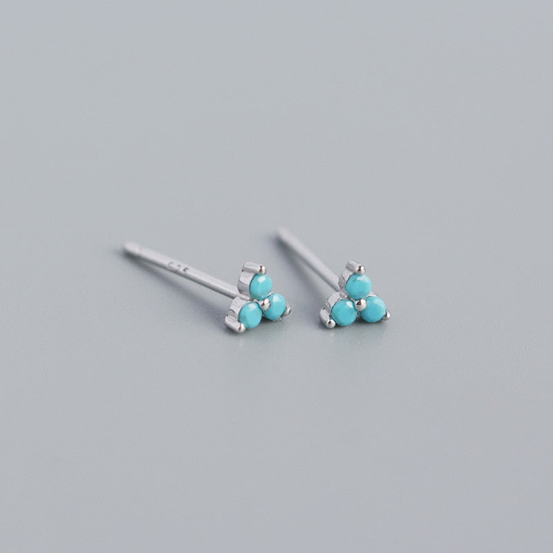 925 Sterling Silver Inlaid Crystal Geometric Clover Stud Earrings Light Luxury Mature Glamour Women Jewelry Accessories