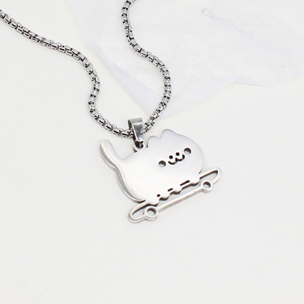 2023 Hip Hop Titanium Steel Pendant Necklace For Women Men Cute Kpop Korean Fashion Doodle Necklace Couple Jewelry Party Gift