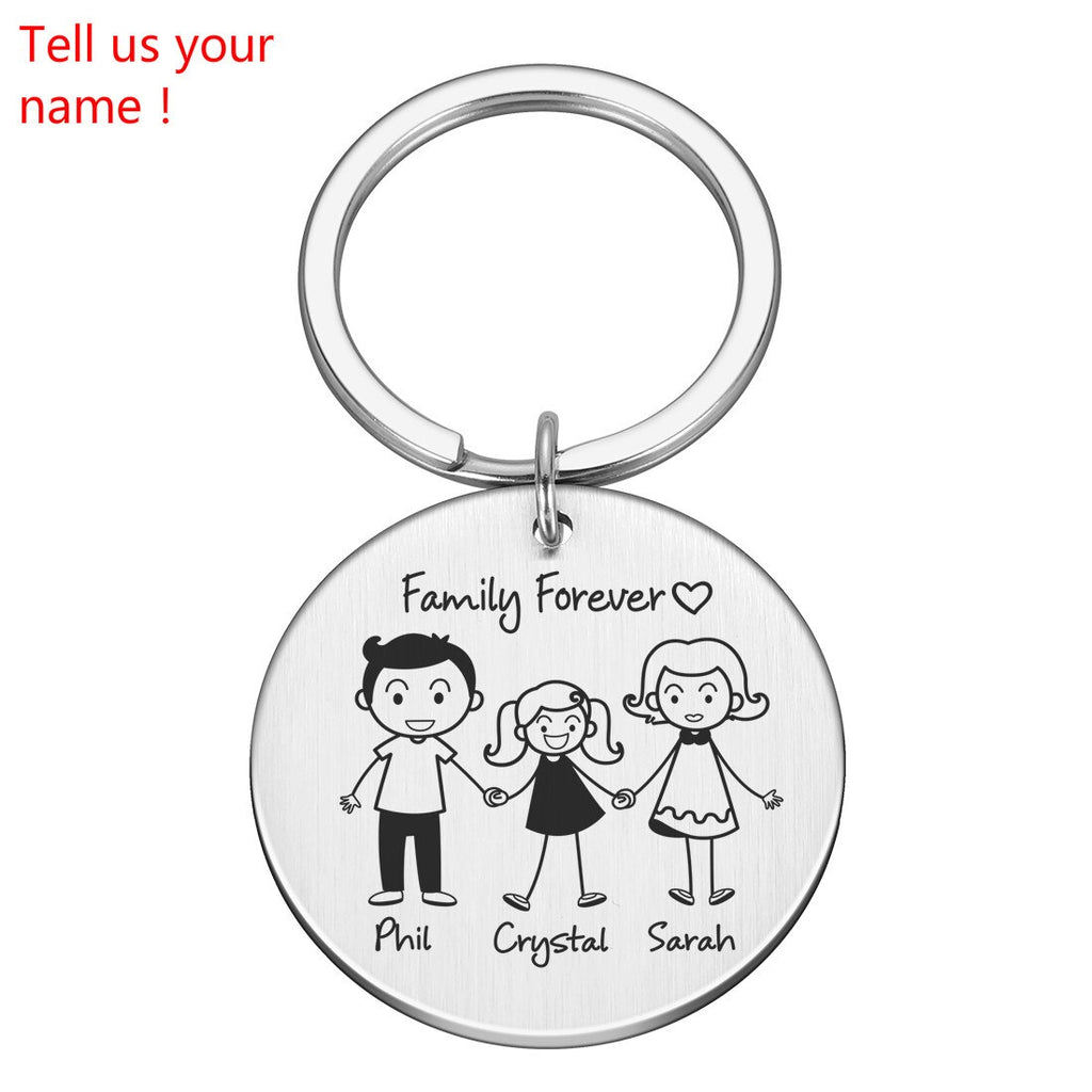 Love Cute Keychain Engraved Family Gifts for Parents Children Present Keyring Bag Charm Families Member Gift Key Chain