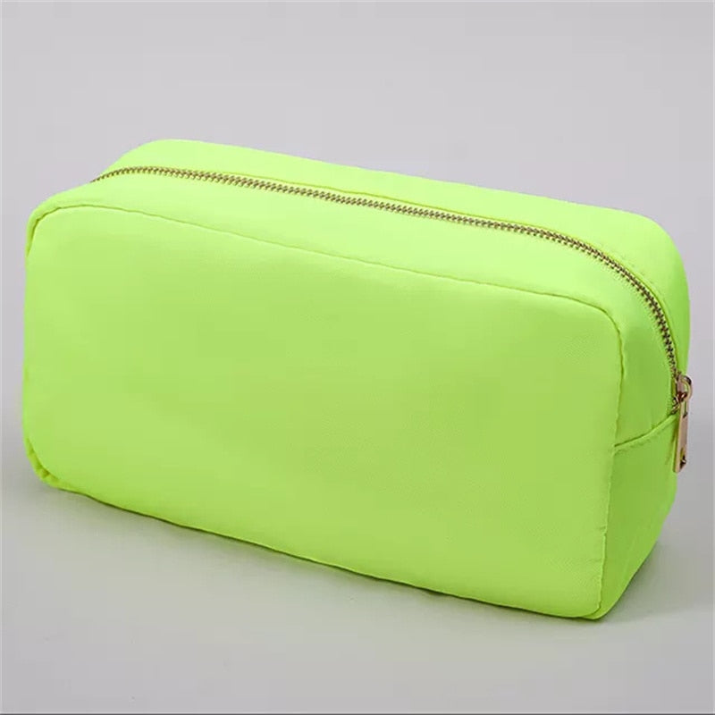 S/M/L 3 size Solid color Toiletry Pouch Nylon Travel Storage Bag Diy Embroidery Patch Personalize Makeup Bag