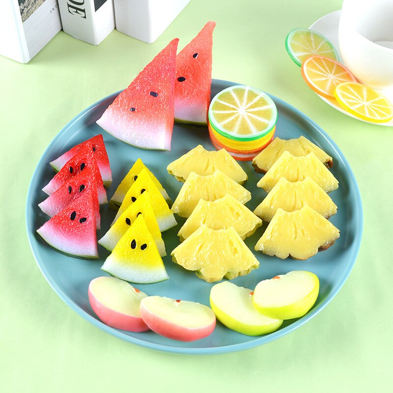 Watermelon/Lemon/Pineapple Fruit Slices Artificial Fruits Fake Fruits for Kitchen Decor Shooting Props Plastic Fruit Photo Model