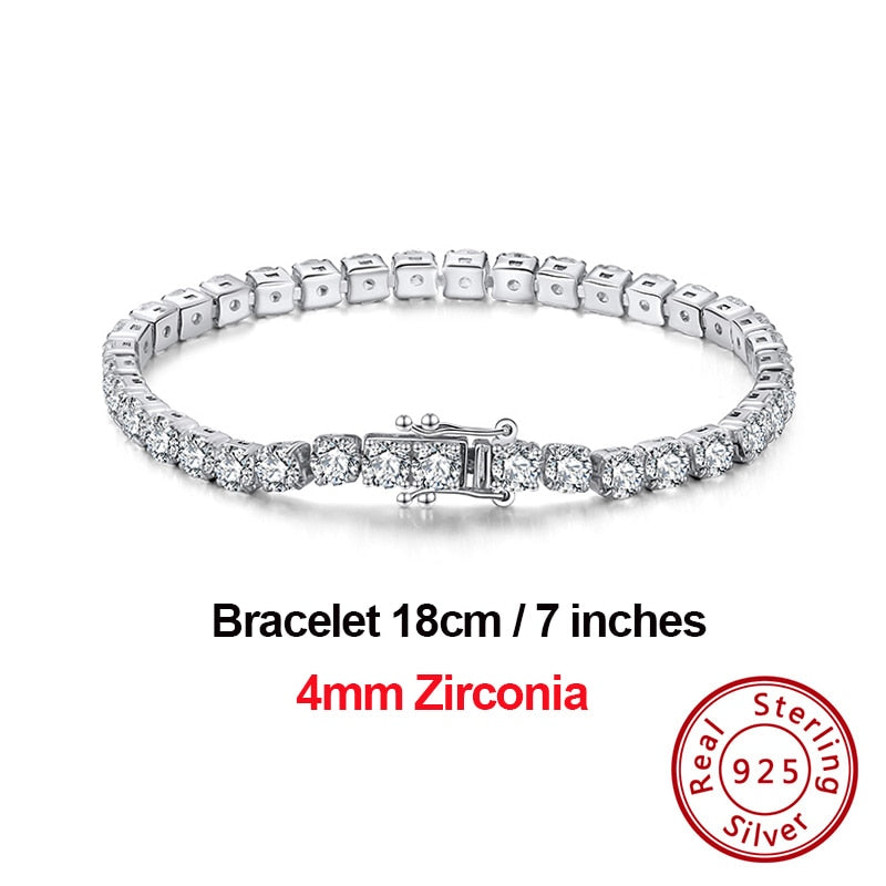 Rinntin SB94 Tennis Bracelet - 100% Real 925 Sterling Silver with AAAA Austrian Cubic Zirconia - Fine Jewelry for Women