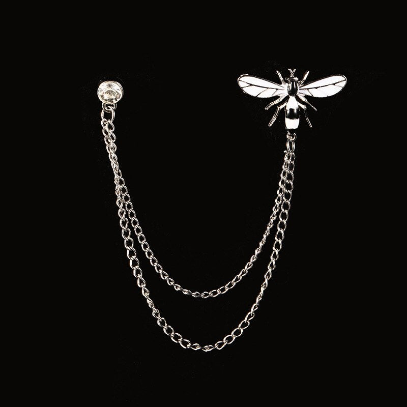 Cute Bee Vintage Brooches Pins Animal Alloy Metal Chain Brooch Broches Man Suit Shirt Collar Tassel Lapel Pin Women Jewelry Gift