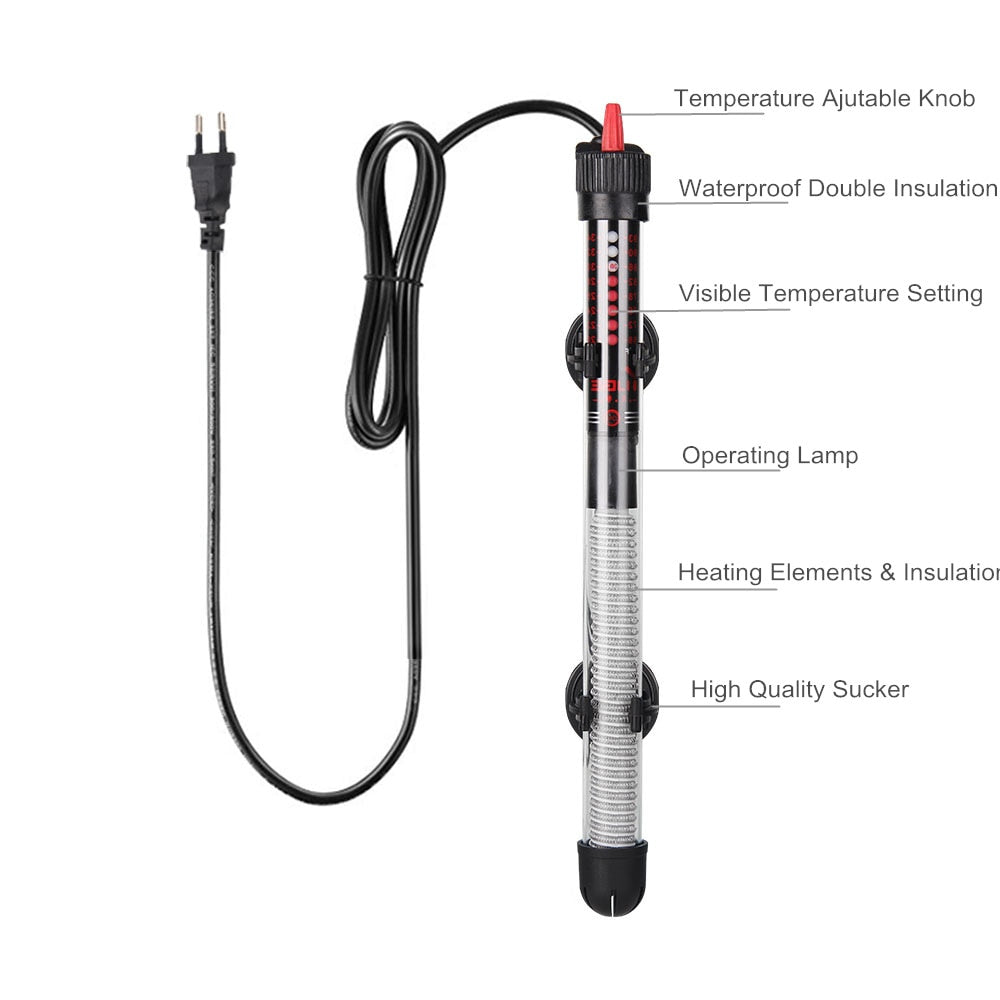 110v-220v EU US Adjustable Temperature Thermostat Heater Rod Submersible Aquarium Fish Tank Water Heat 25W/50W/100W/200W/300W