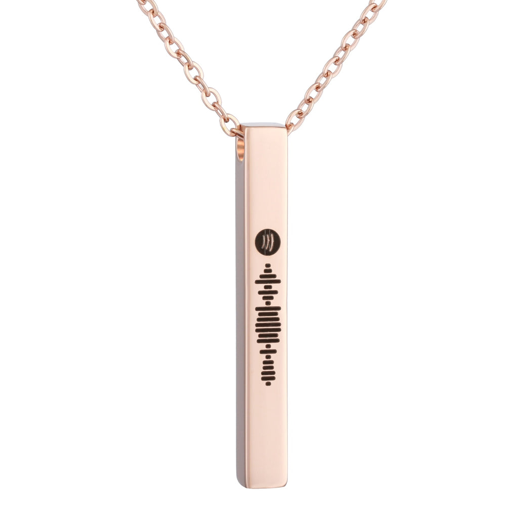 Personalized Music Spotify Code Necklace Men and Women Stainless Steel Laser Engraved Bar Necklace