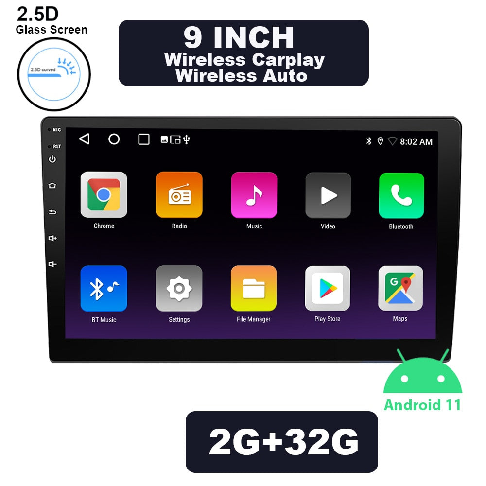 ESSGOO 2 Din Android 12 Car Radio 7"/9"/10" MP5 Player 2.5D Glass Screen Wireless Carplay Auto Wi-Fi GPS Car Stereo For VW KIA