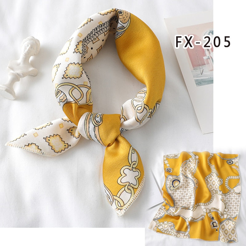 Lady Hair Scarf for Women Fashion Print Small Satin Silk Square Scarves Design Hairbands Bandana Foulard Accessories Summer 2022