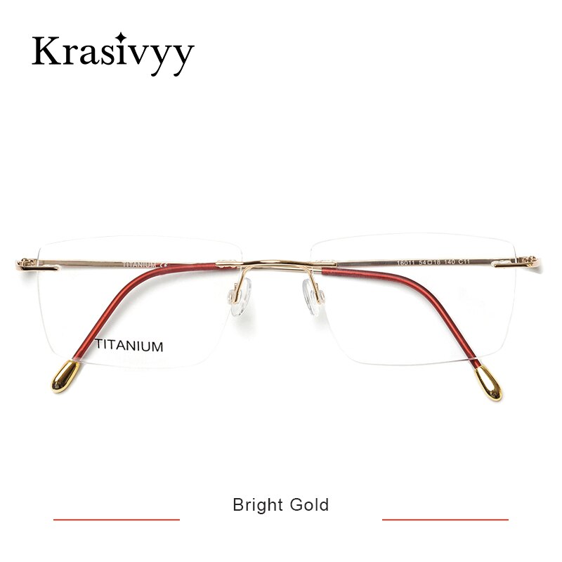 Krasivyy Titanium Glasses Frame Men 2023 New European Design Square Rimless Prescription Eyeglasses Eyewear Frame for Women