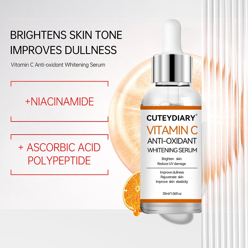 Vitamin C Face Serum Whitening Anti Dark Spot Hyaluronic Acid Facial Essence Skin Care Beauty Health