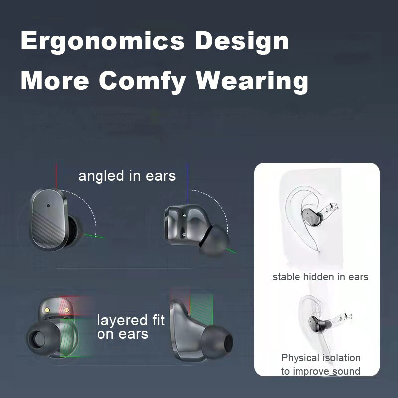 Wireless Bluetooth Earbuds Invisible Headphones for Xiaomi iPhone Samsung Sony Android Phones Hands Free MIC Mini Earphones