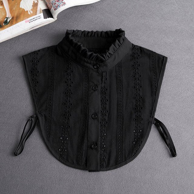 Fashion 2023 Front Tie White Fake Collar for Women Stand Detachable Collar Fake Girls Vintage Lace Ladies False Blouse Collar