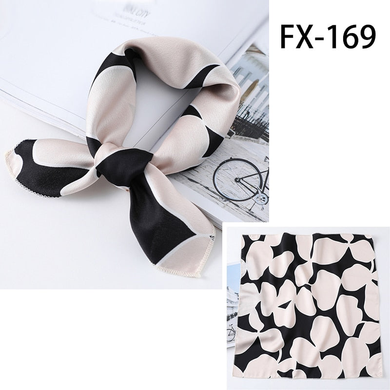 Lady Hair Scarf for Women Fashion Print Small Satin Silk Square Scarves Design Hairbands Bandana Foulard Accessories Summer 2022