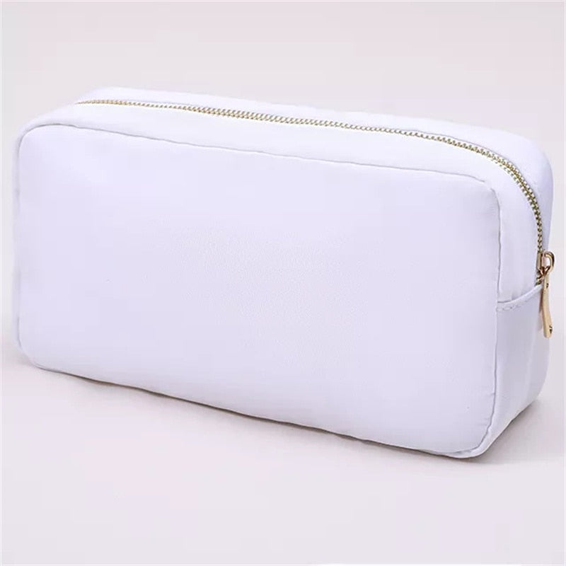 S/M/L 3 size Solid color Toiletry Pouch Nylon Travel Storage Bag Diy Embroidery Patch Personalize Makeup Bag