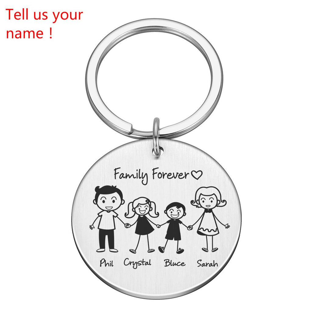 Love Cute Keychain Engraved Family Gifts for Parents Children Present Keyring Bag Charm Families Member Gift Key Chain